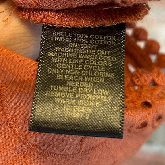 5 for $25🔥Ryegrass Burnt Orange Eyelet High Neck Peplum Top XL - Picture 4 of 5